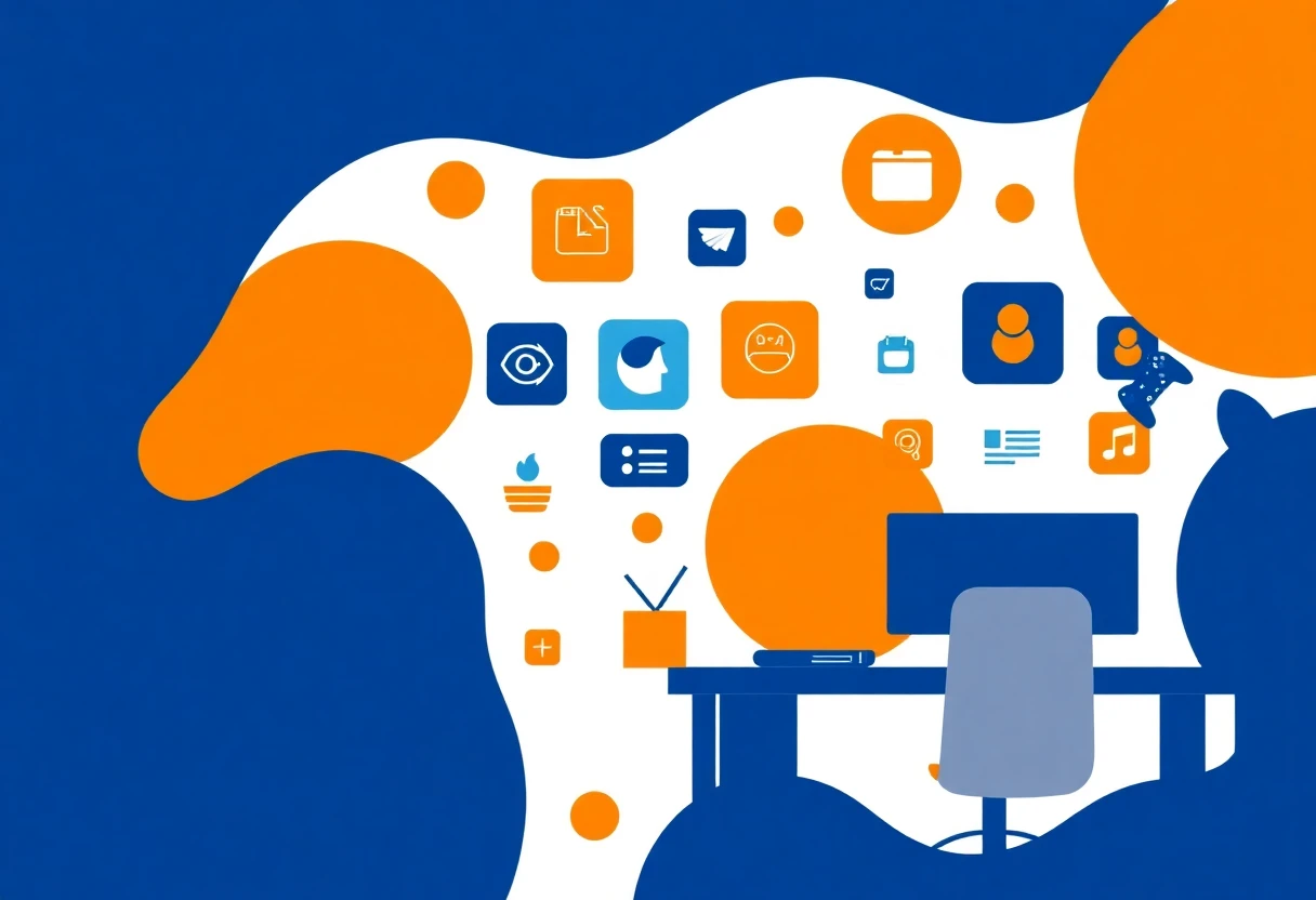 Sleek workspace with productivity tools
