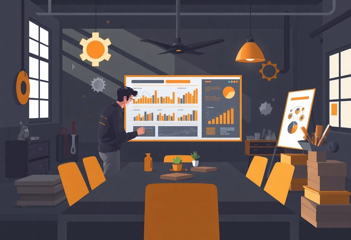 Project manager reviewing data