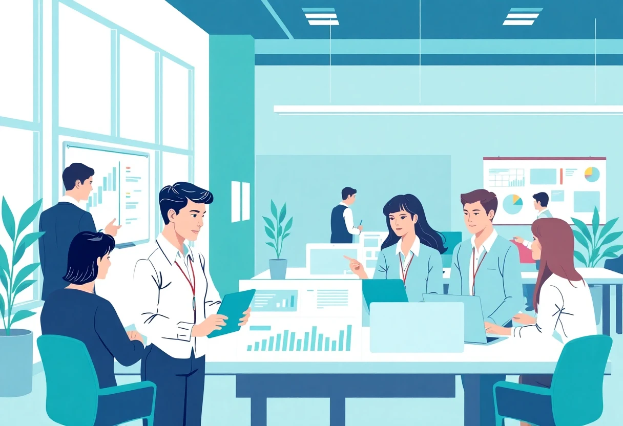Team collaboration in modern office