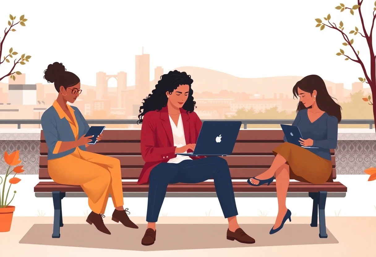 Flexible remote work setting in a park