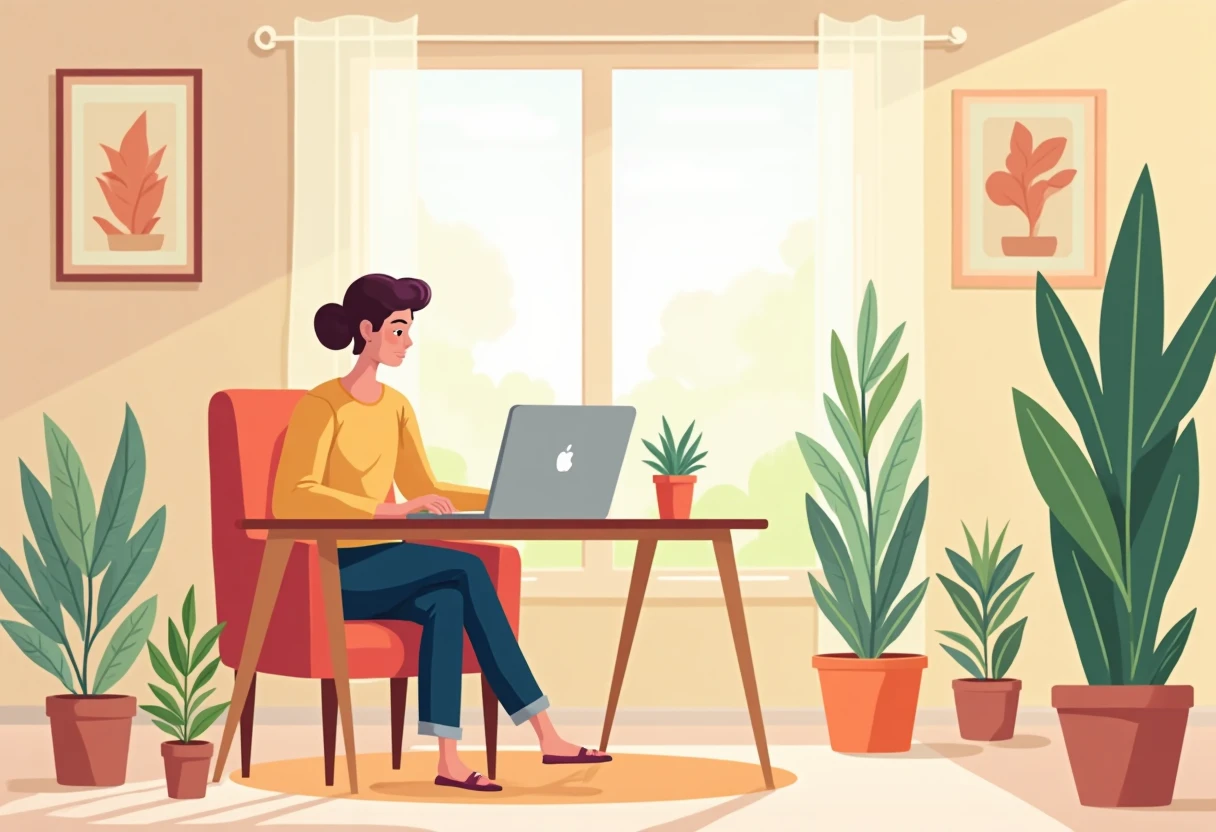 Remote work in a cozy home office