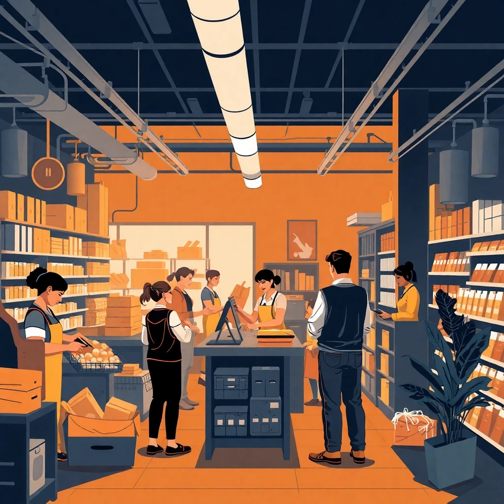 Retail store with active customer interactions