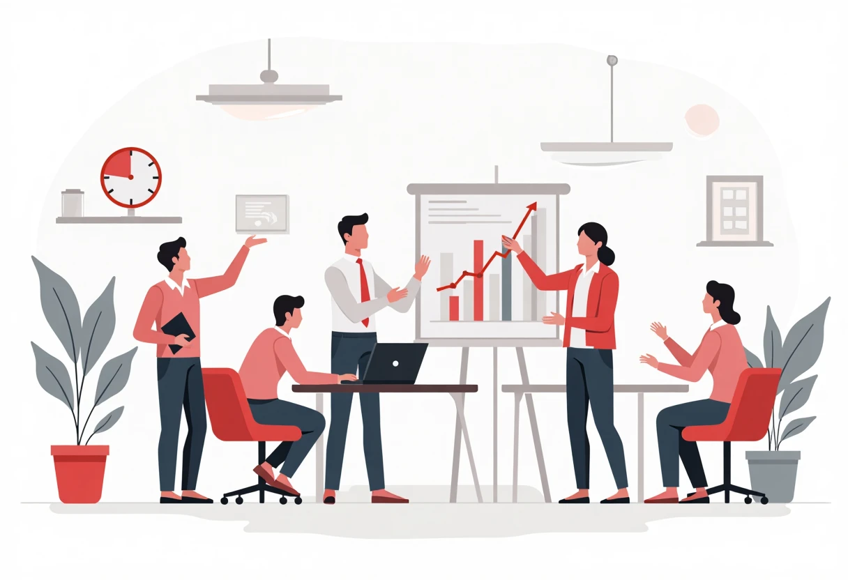 Sales representative presenting in an office