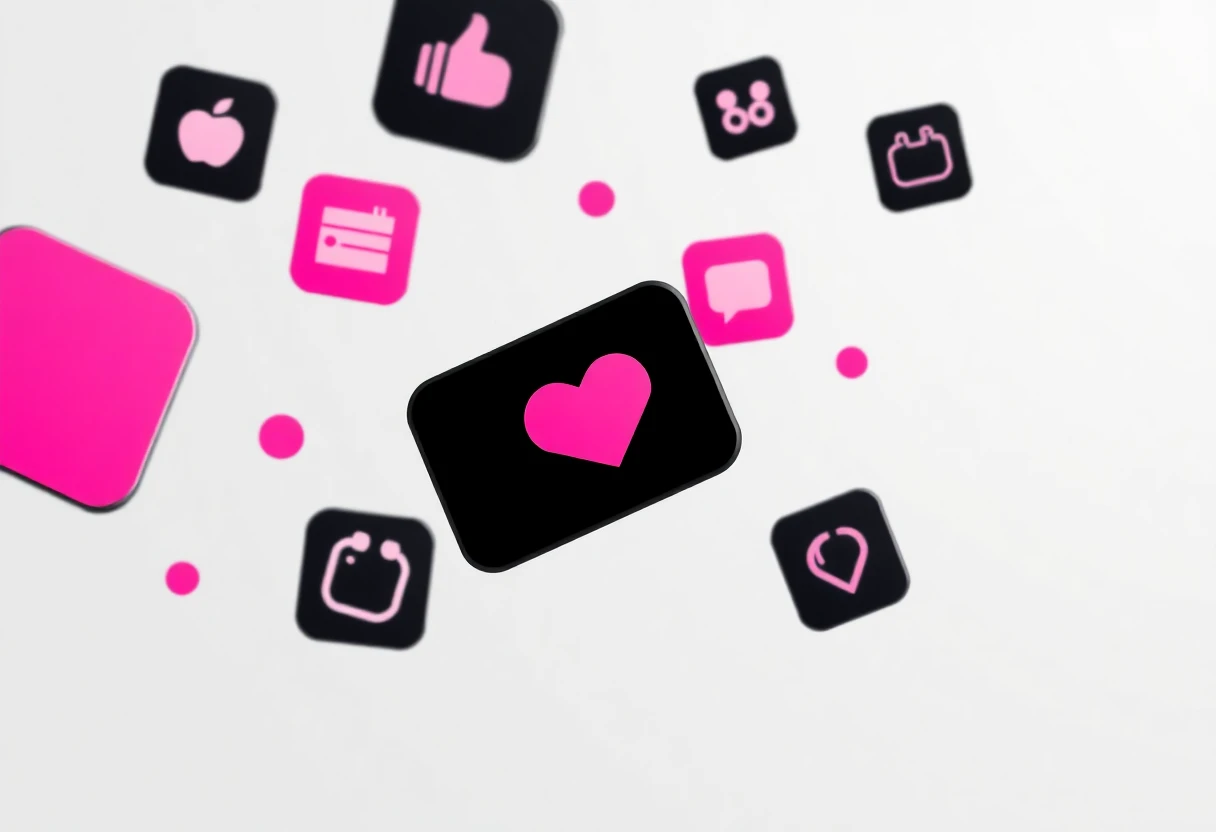 Social media app icons in a geometric layout