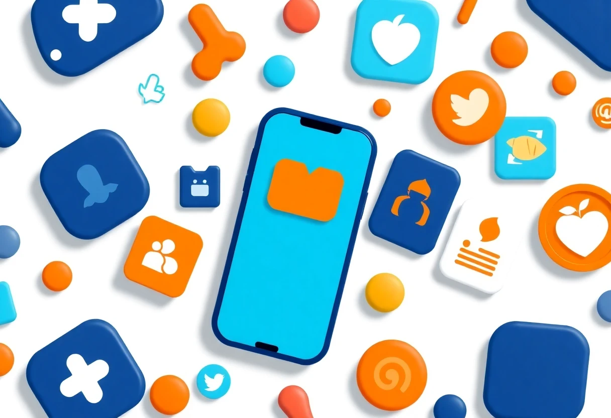 App-Symbole auf weißem Hintergrund
