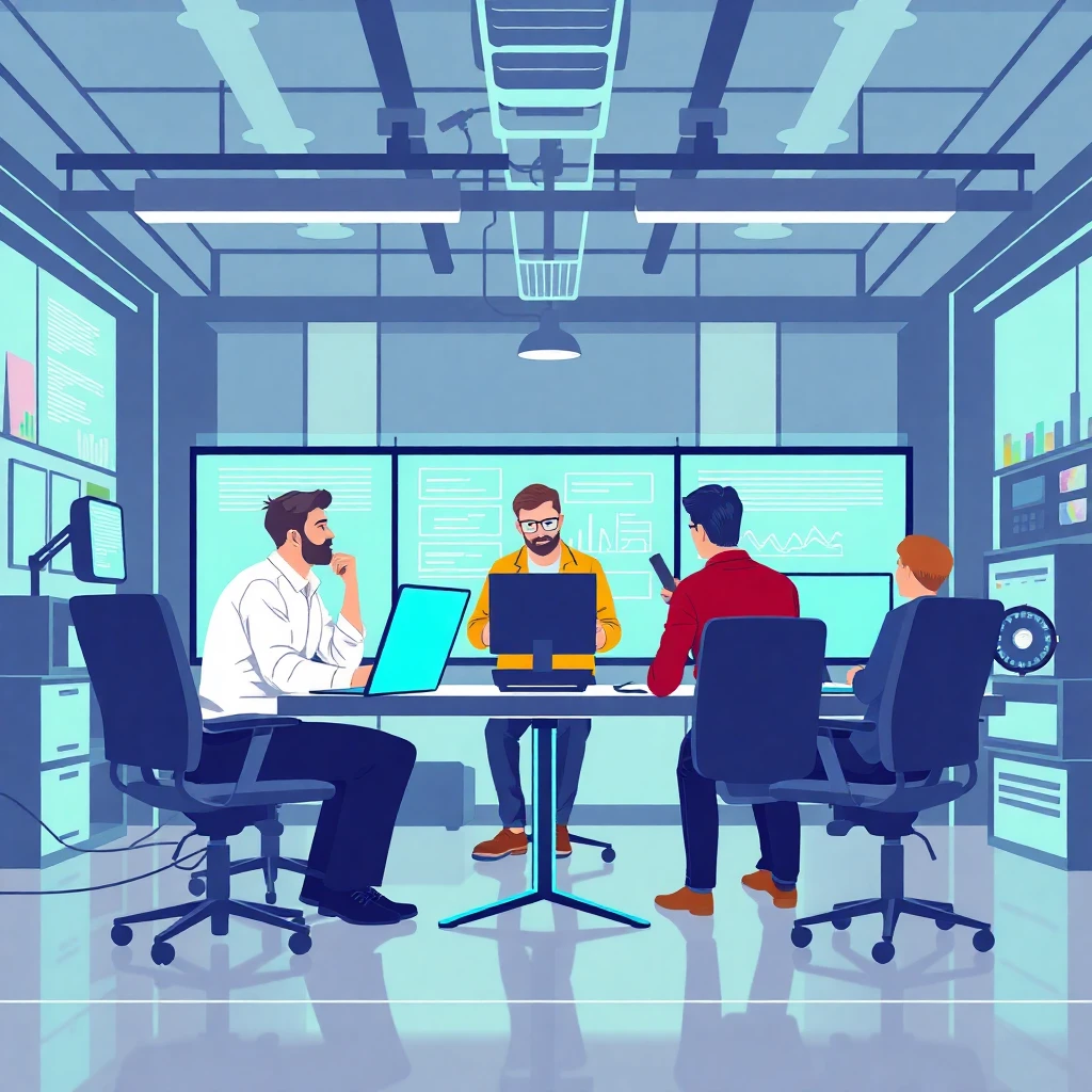 High-tech team collaboration