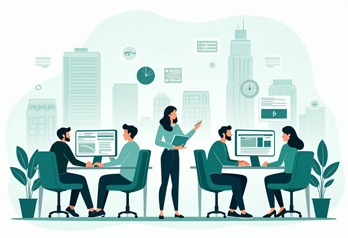 Software engineers collaborating in an office