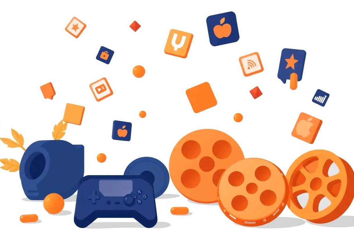 Colorful streaming app icons
