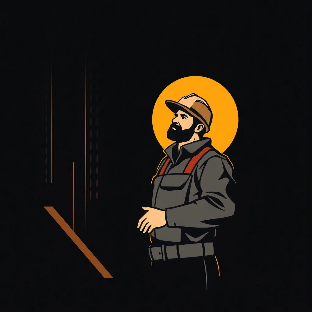 Trabajador de construcción al atardecer