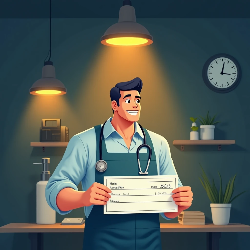 Cheque de pago en entorno hospitalario