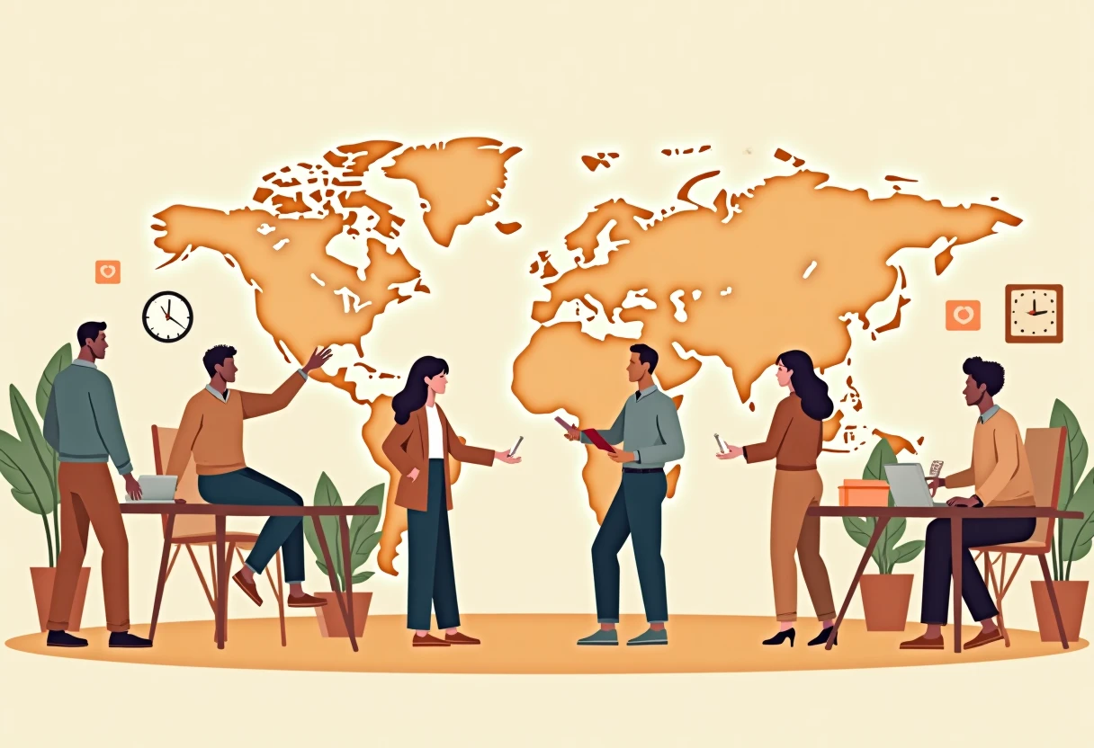 Colaboración internacional en oficina