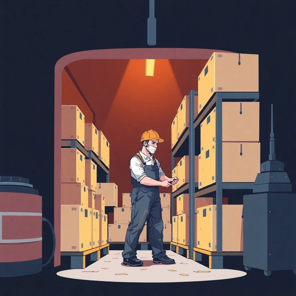 Trabajador de almacén organizando cajas