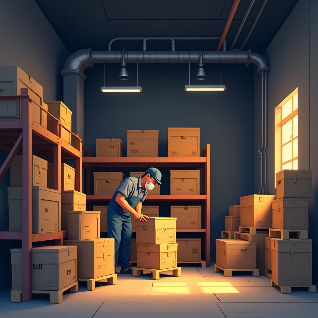 Trabajador de almacén organizando productos