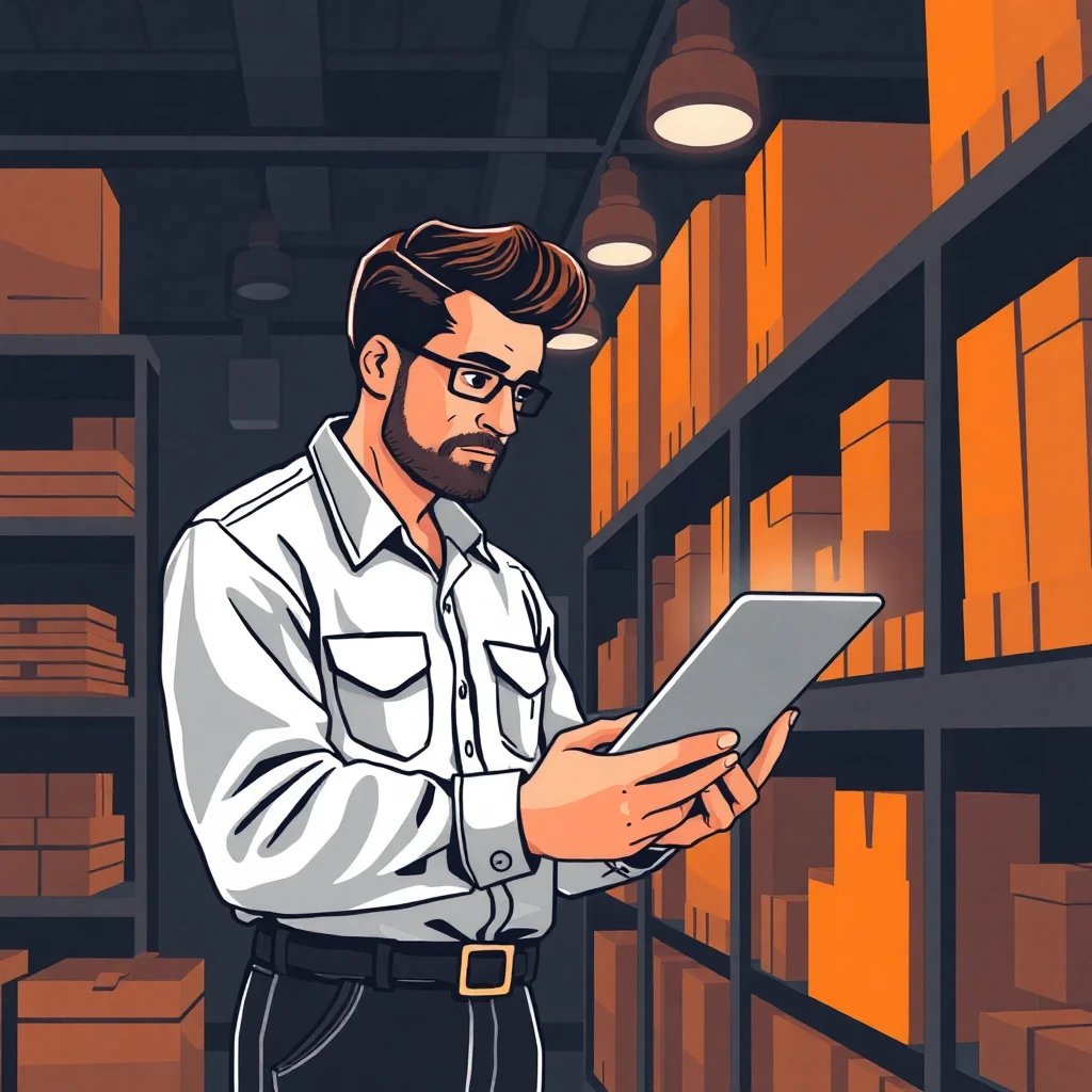Supervisor de almacén revisando inventario