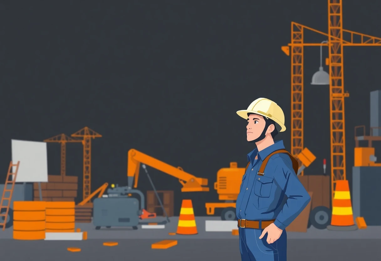 Trabajador de construcción en acción