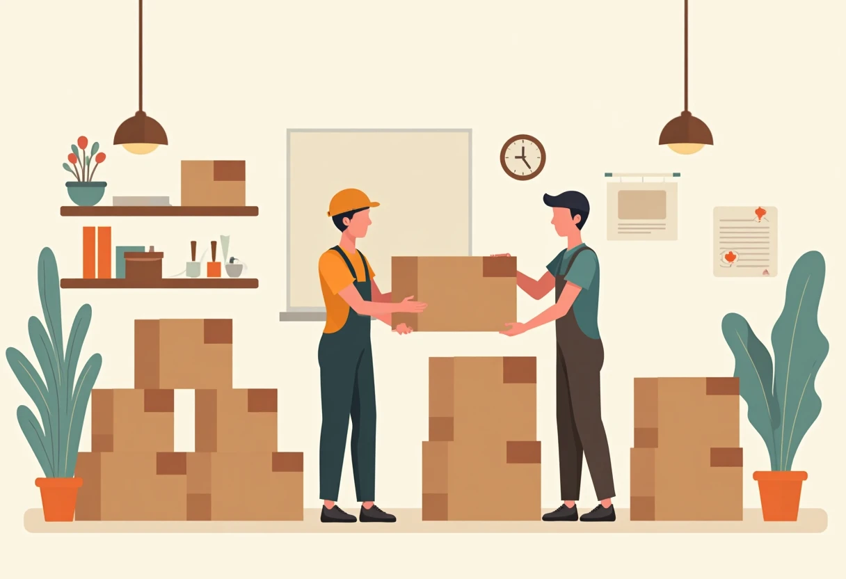 Trabajadores en un depósito