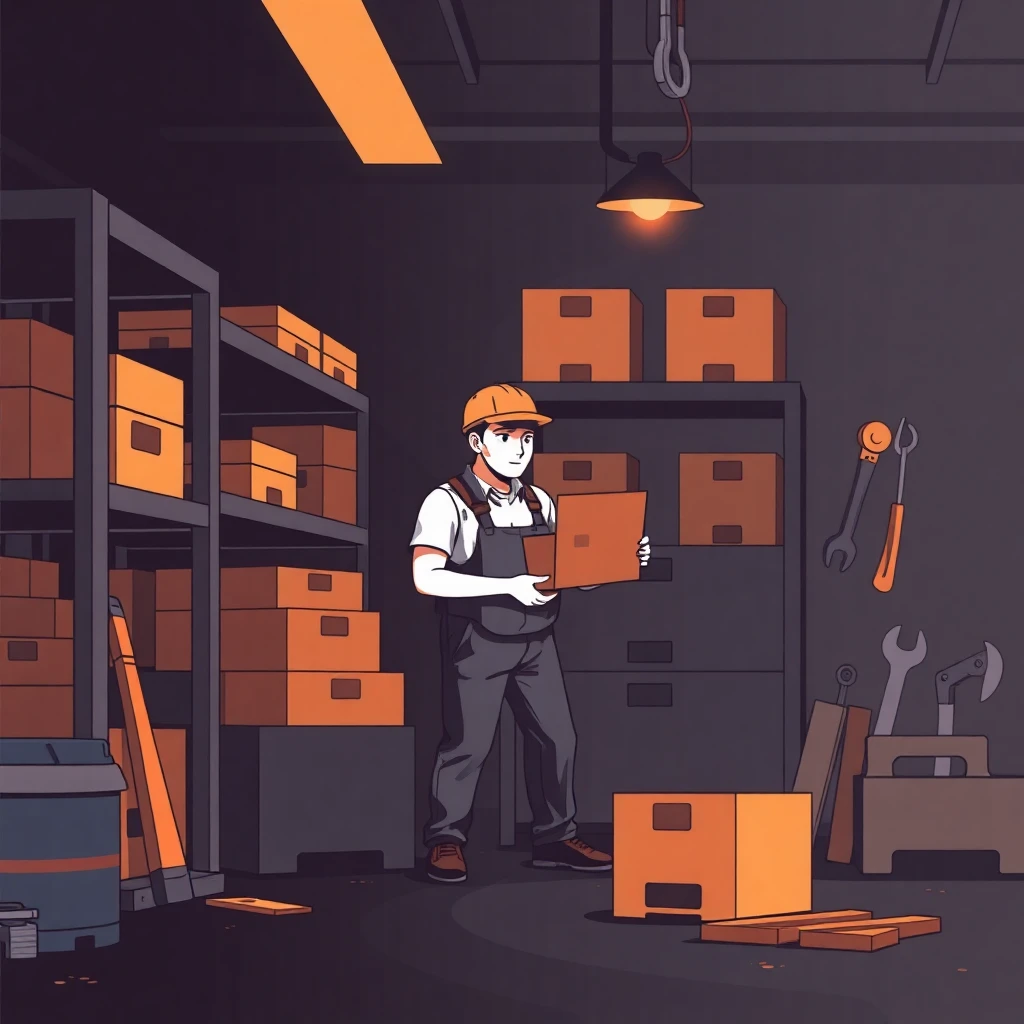Trabajador de logística organizando cajas