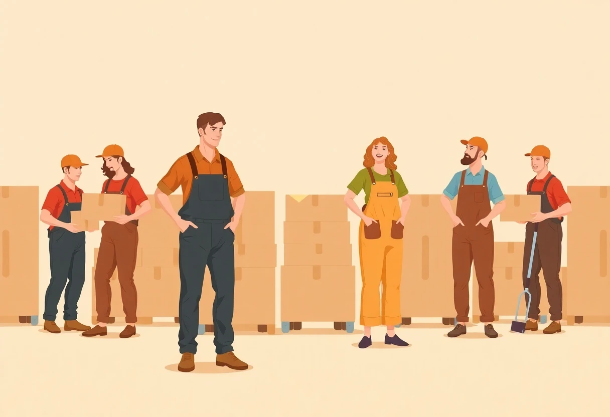 Trabajadores de almacén en acción