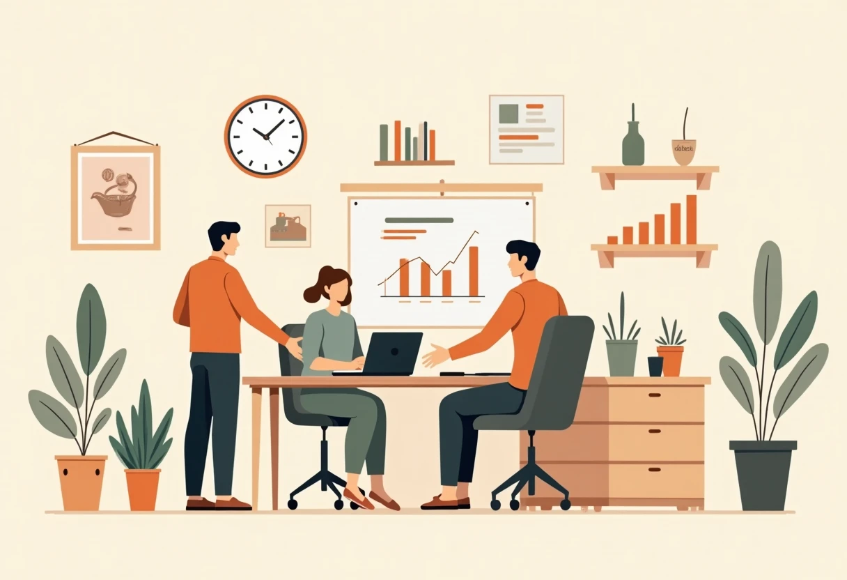Equipo de ventas trabajando juntos