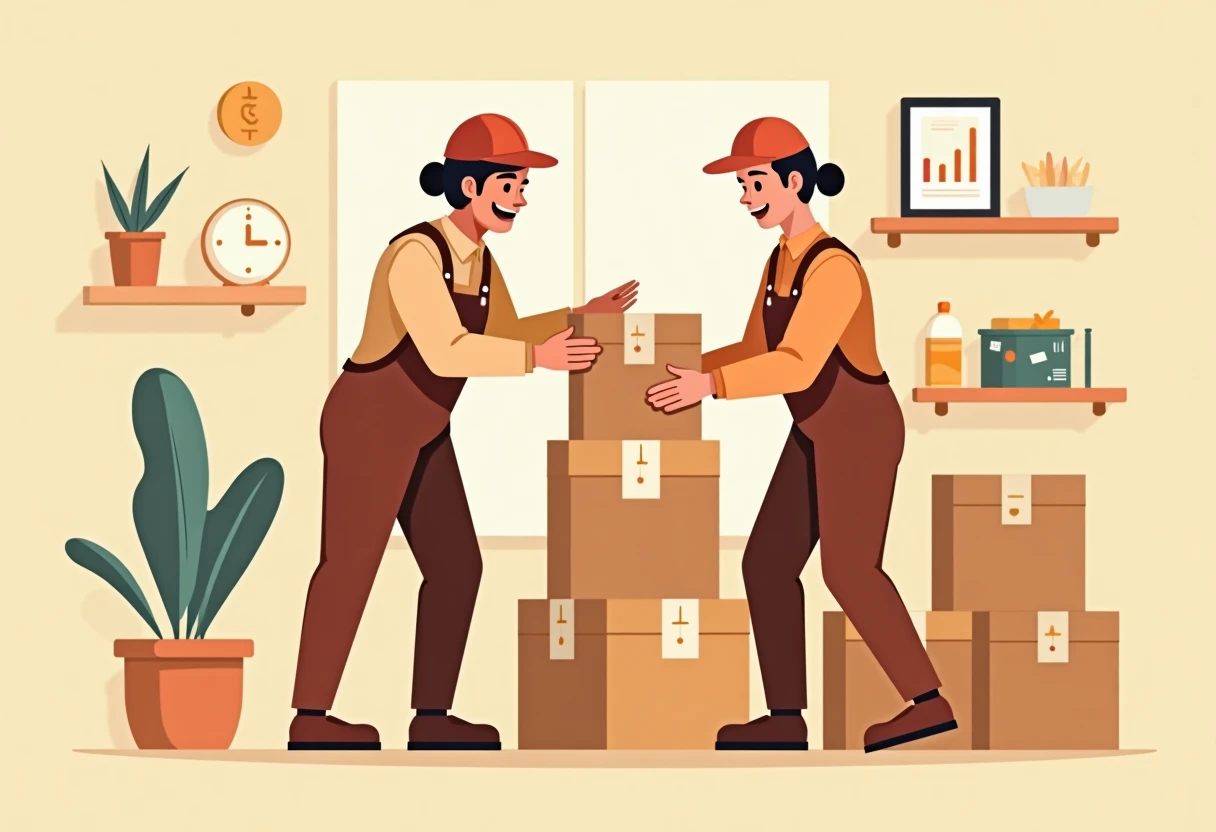 Trabajador de almacén organizando cajas
