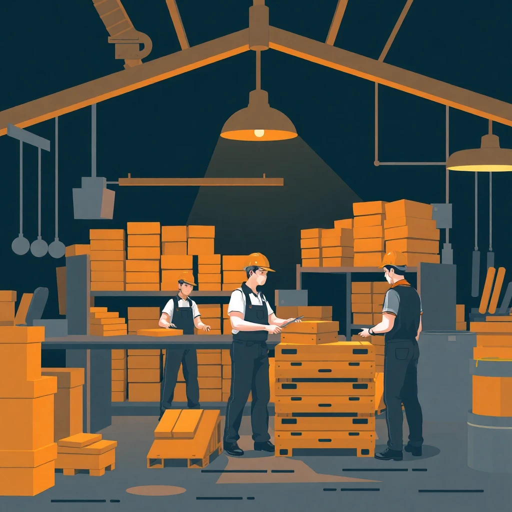 Equipo trabajando en un almacén
