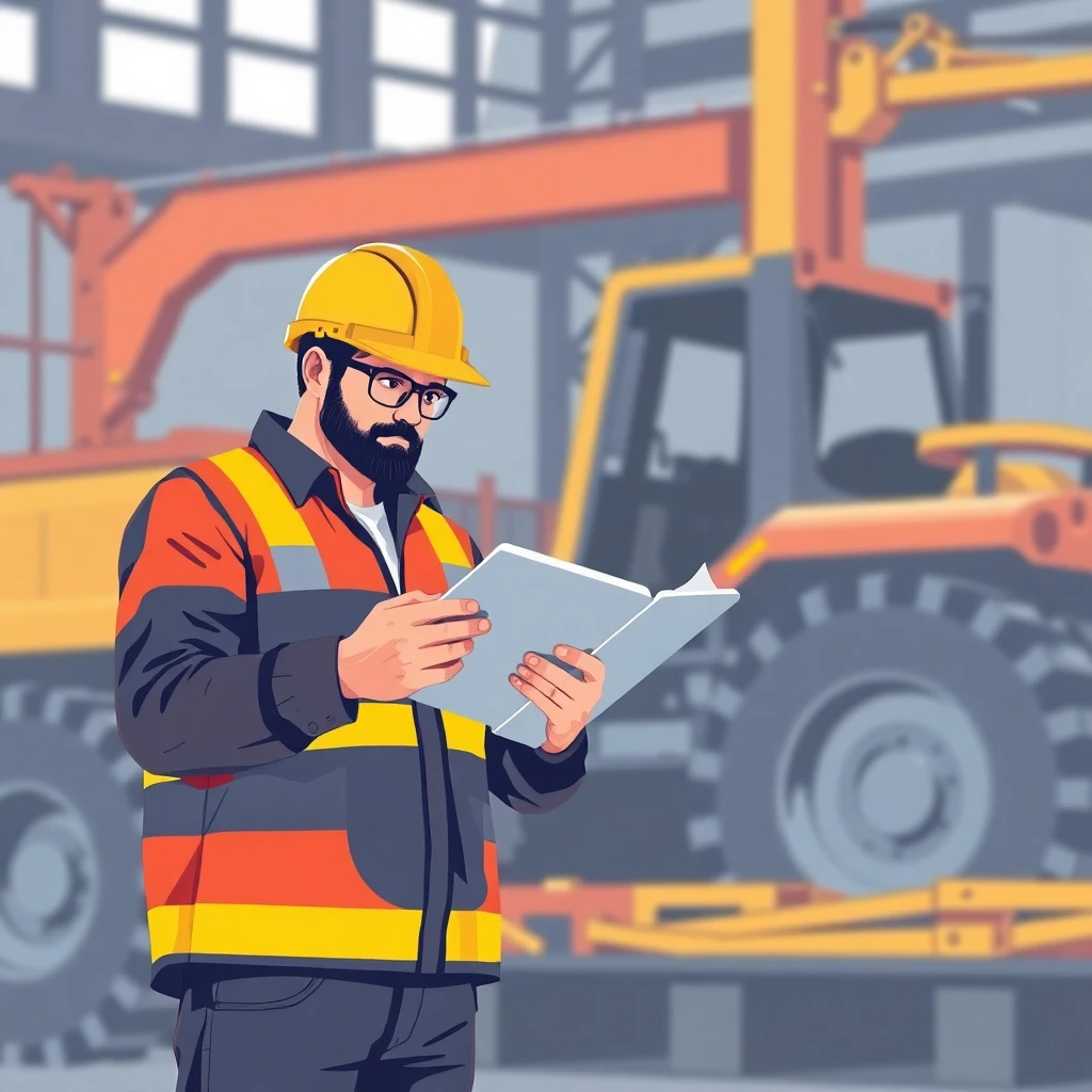 Trabajador revisando planos digitales