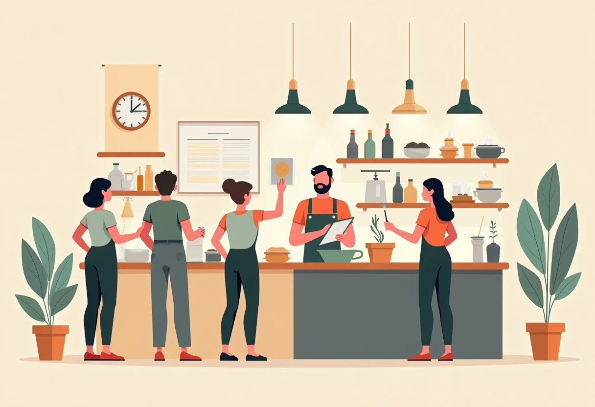 Trabajadores de restaurante en un entorno profesional