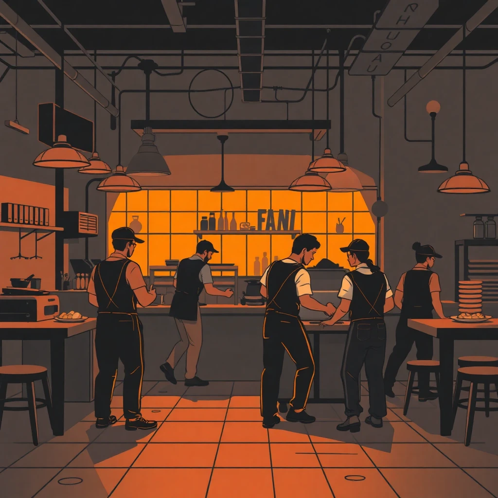 Equipo de restaurante trabajando