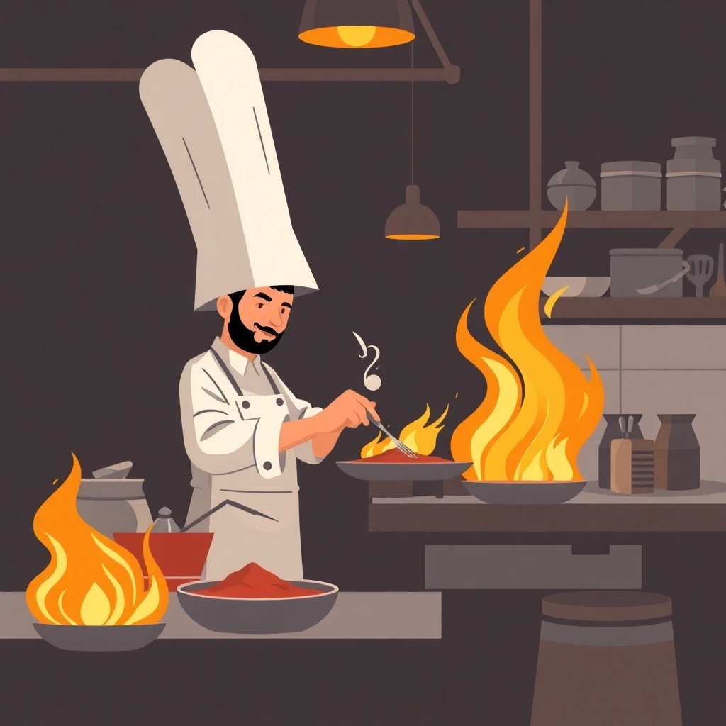Cocinero en acción