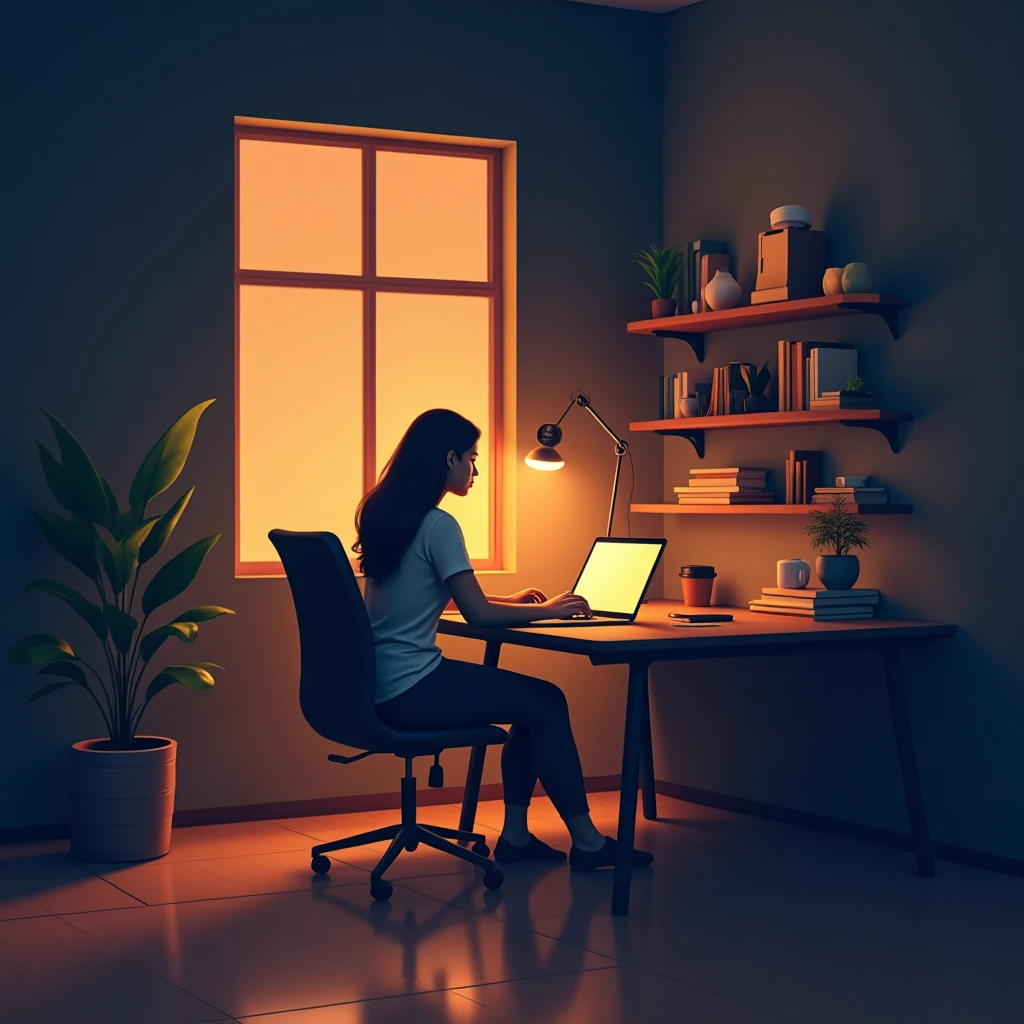 Trabalho remoto em um ambiente moderno