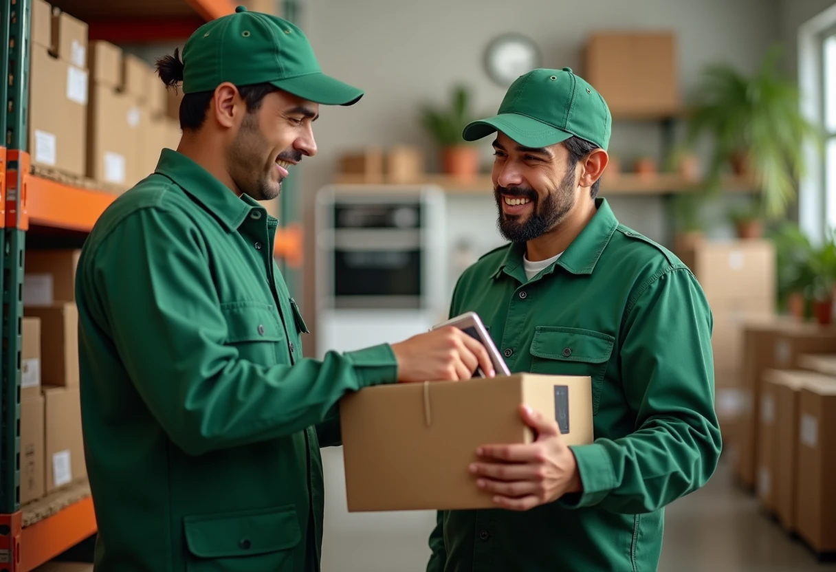 Trabalhadores em um armazém