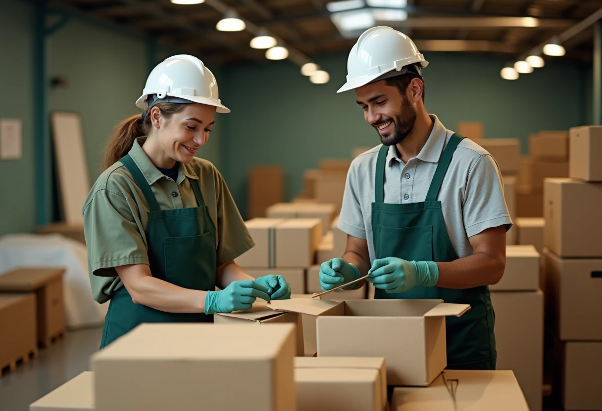 Trabalhadores em um armazém