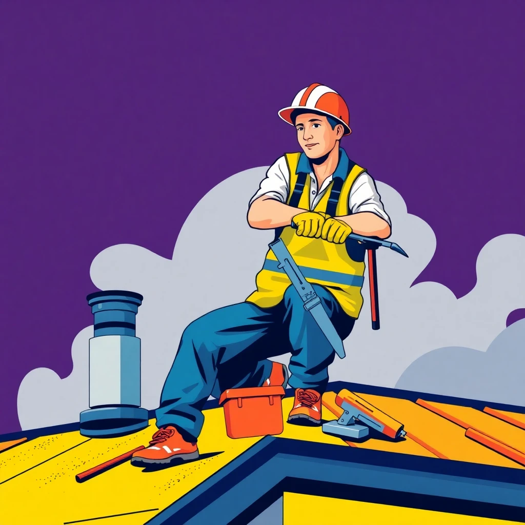 Skilled tradesperson on a roof