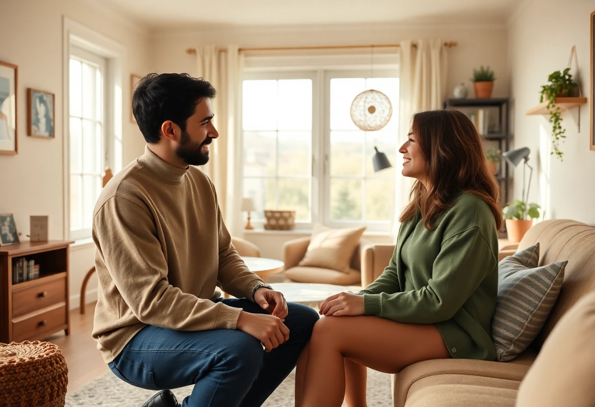 Couple discutant de la location d'un appartement