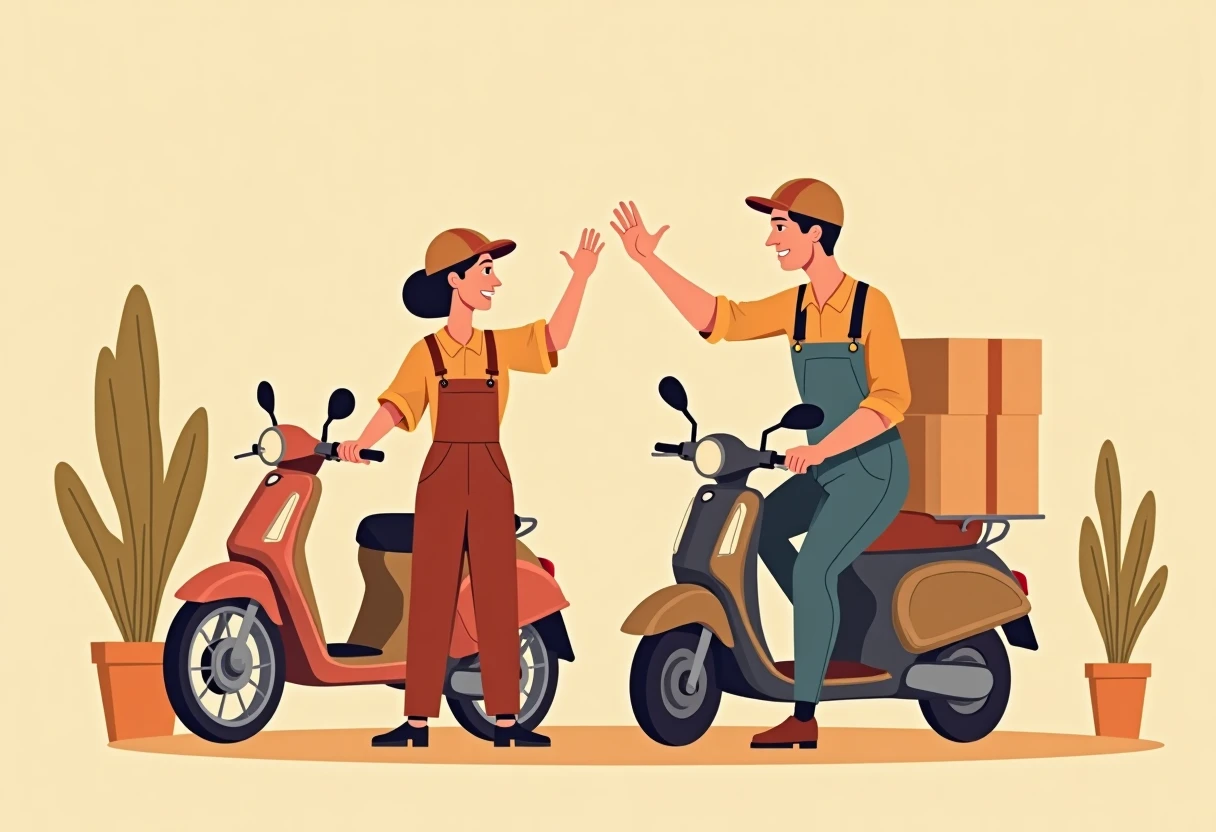 Friendly delivery driver exchange
