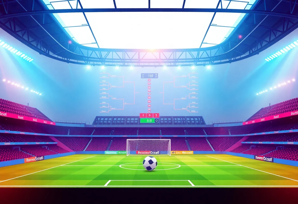 Gráficos de brackets de torneo en estadio