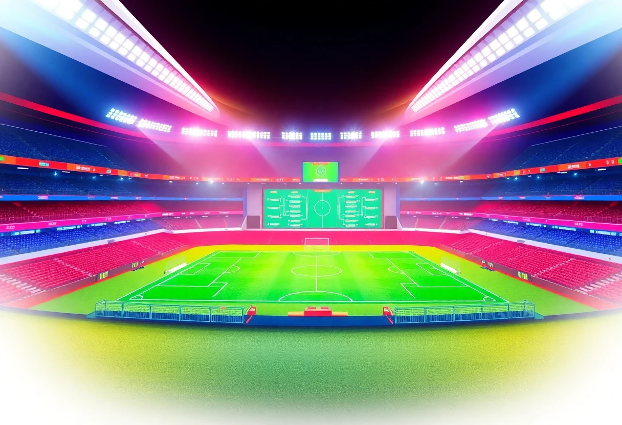 Estadio de la UEFA Champions League iluminado