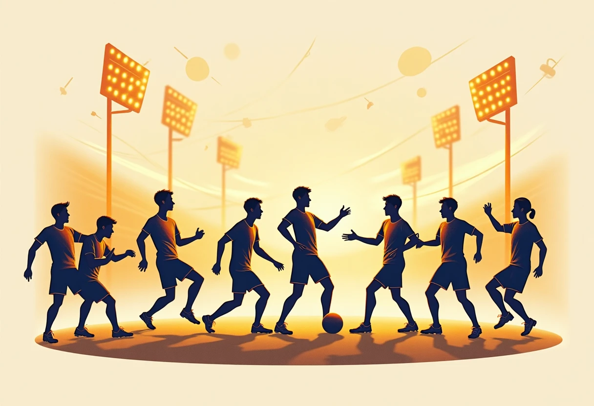 Jugadores de fútbol planificando estrategia