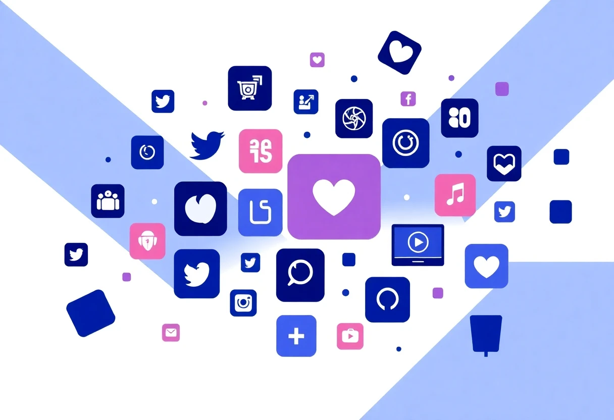 Social media app hub illustration