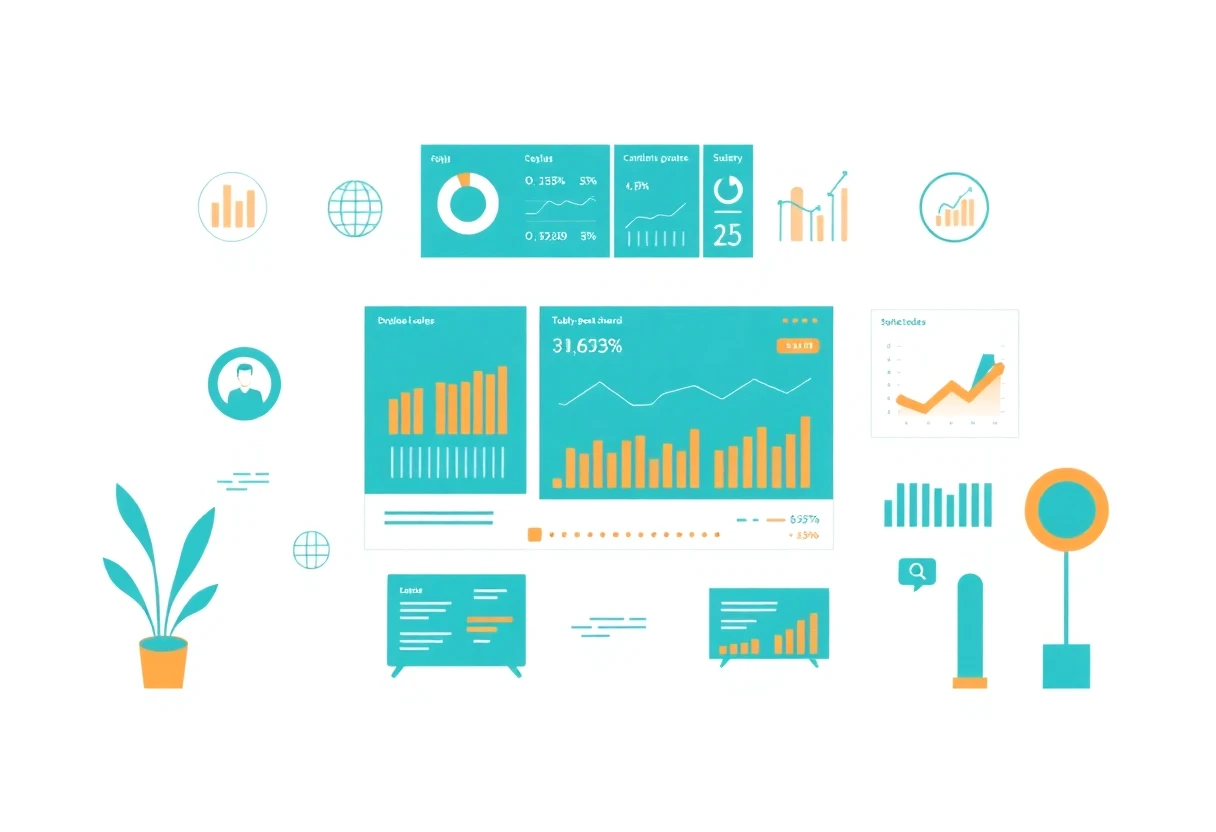 Painel de controle com ícones de software