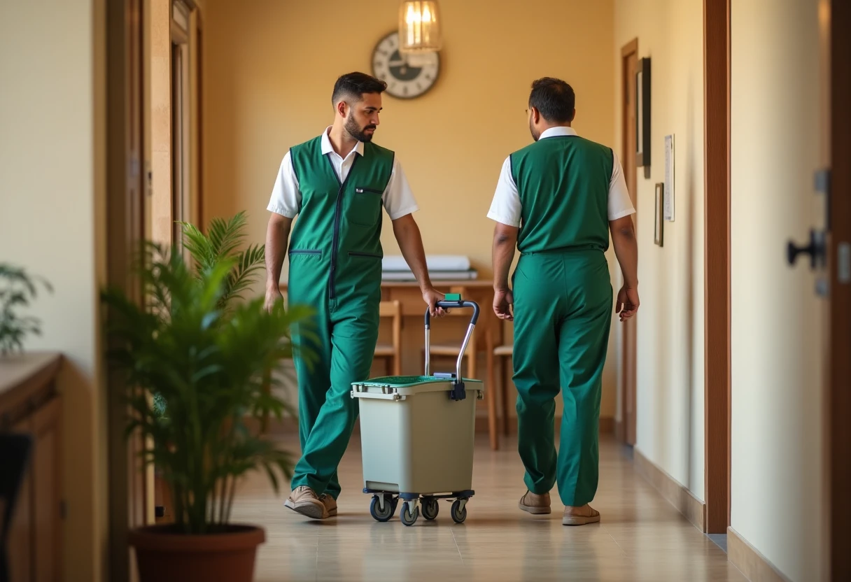 Trabalhador de limpeza em ação
