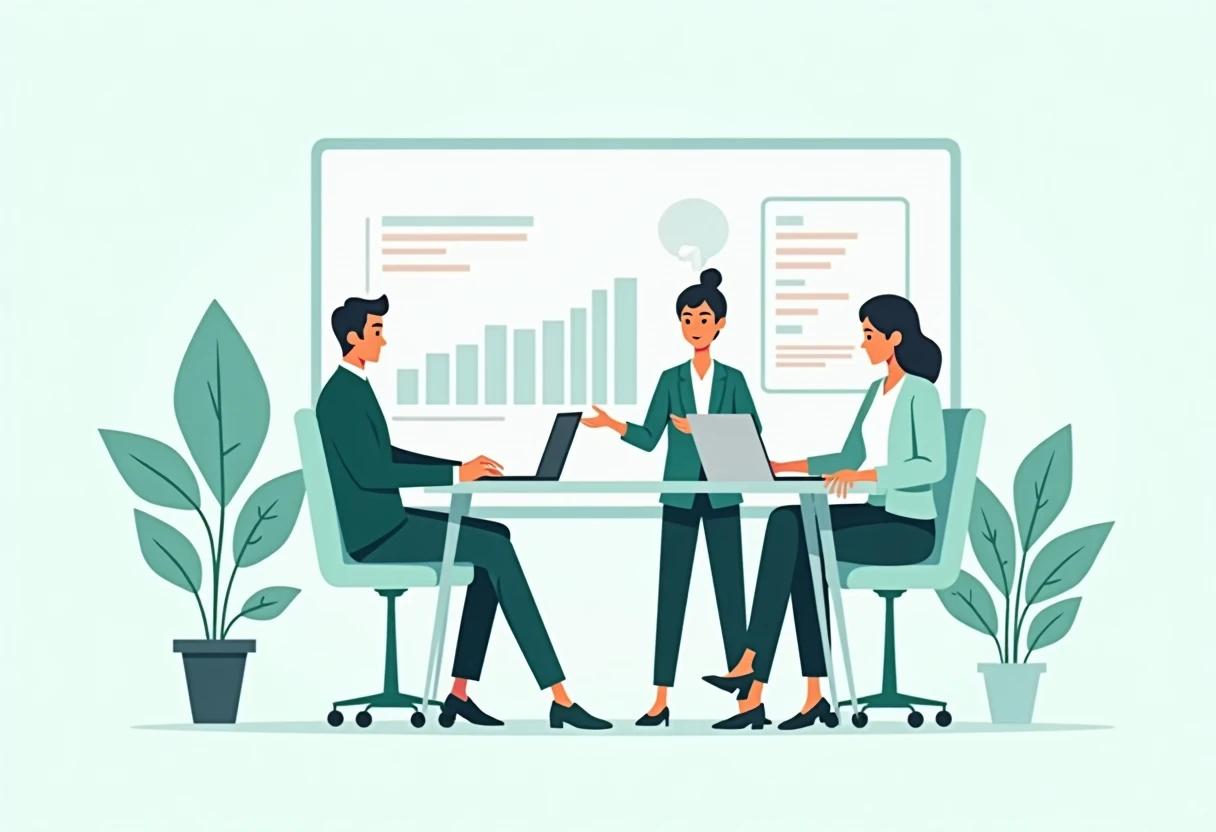 Equipe de atendimento ao cliente discutindo estratégias