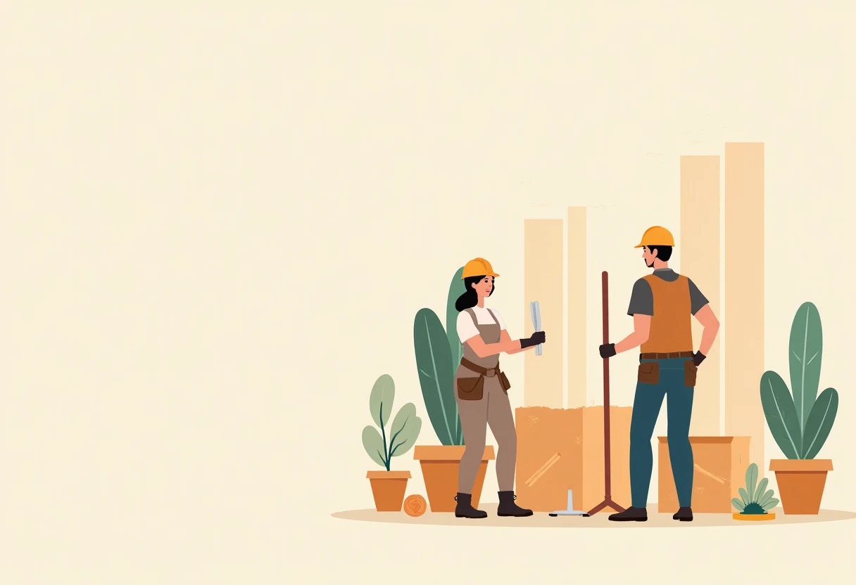 Trabalhadores de construção discutindo planos