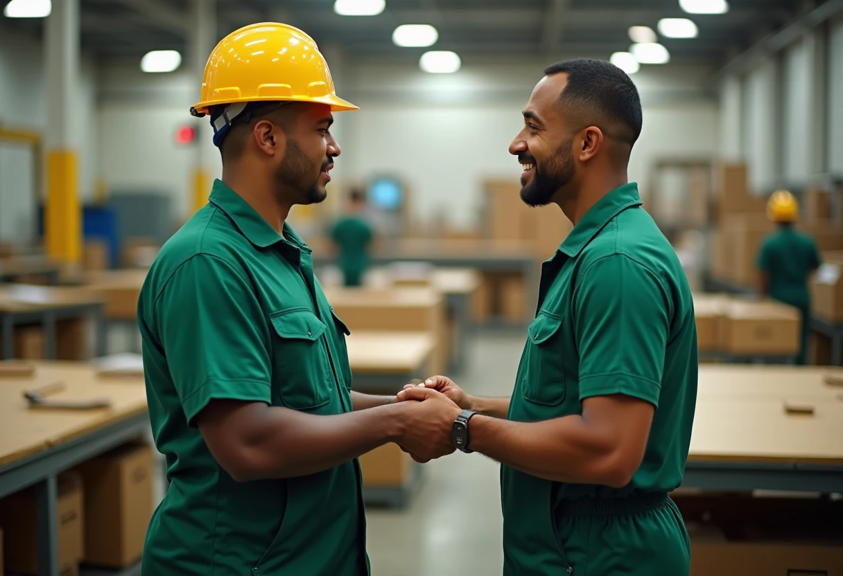 Trabalhadores em fábrica