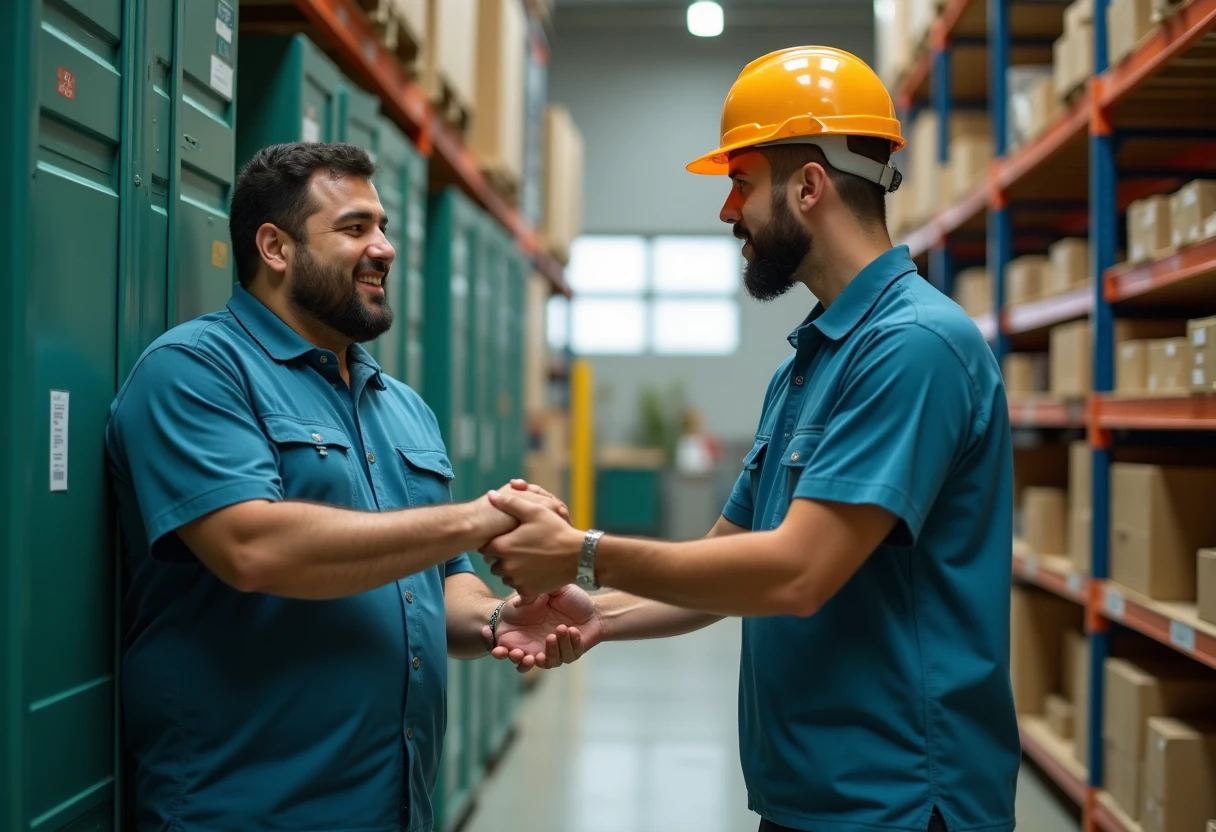 Trabalhadores de logística em ação