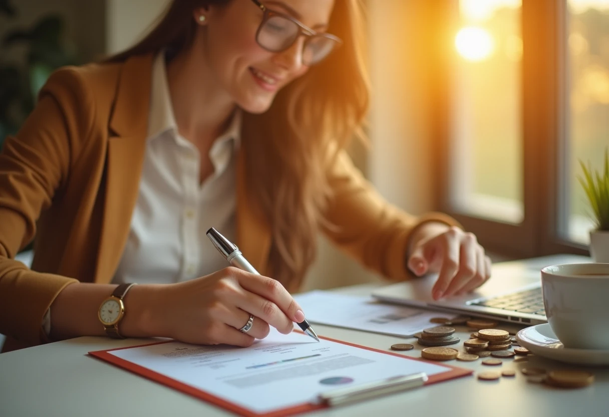 Een persoon die financiële documenten vergelijkt