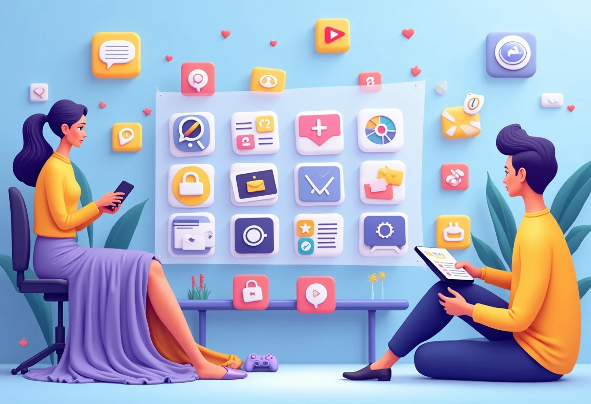 Abstrakte Darstellung von App-Icons