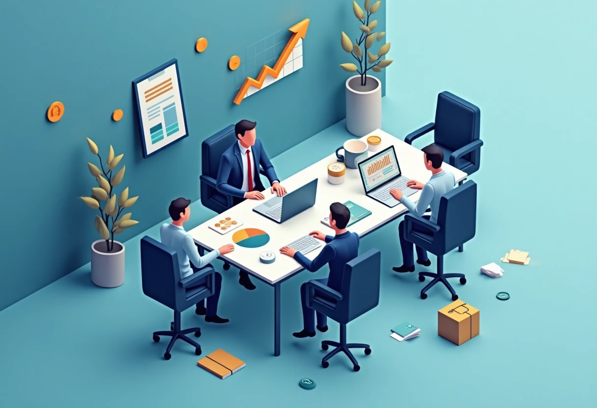 Teamarbeit an Finanzprojekten
