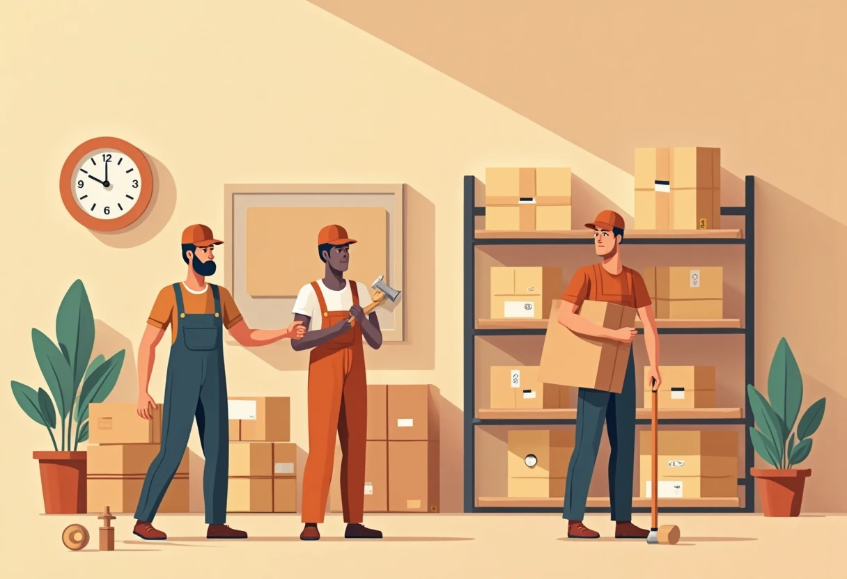 Warehouse worker organizing packages