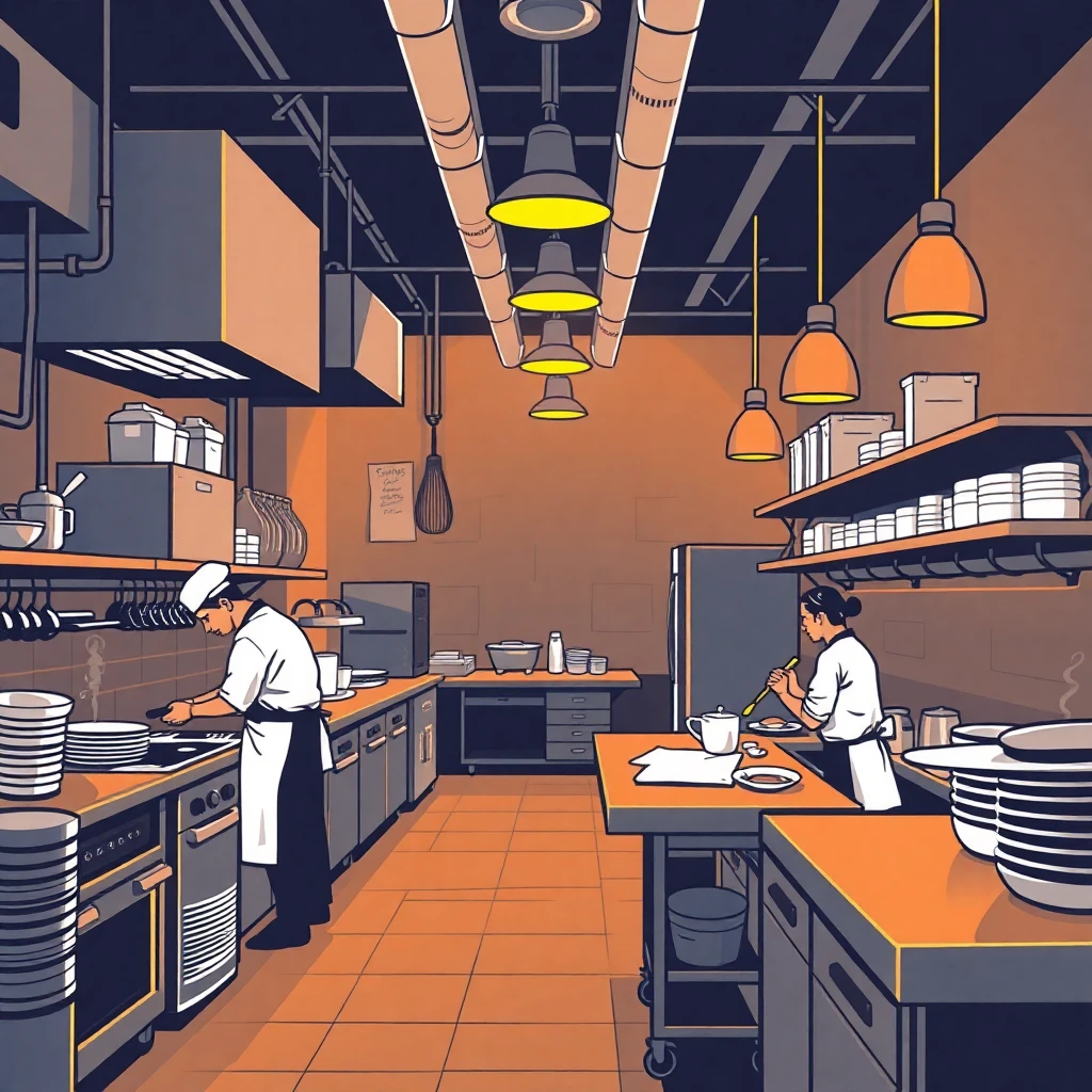 Restaurant kitchen action